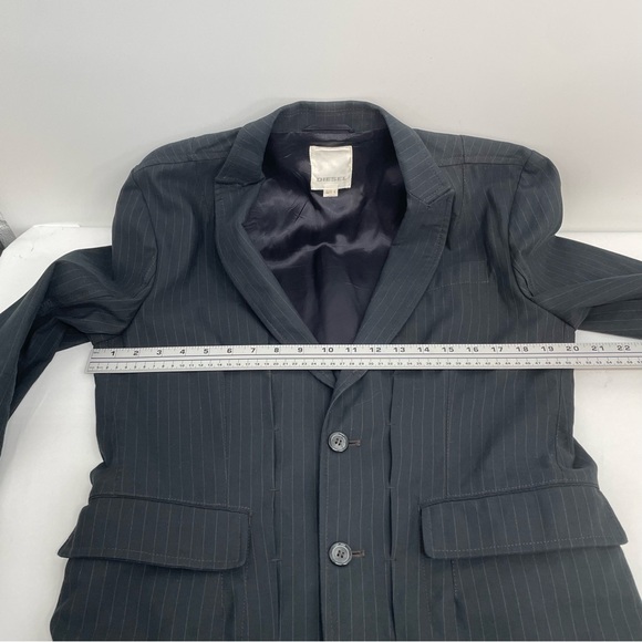DIESEL Jamon-Bis Blazer Jacket Men’s Xl Gray Striped Cotton Snap Buttons Sleeves - Picture 5 of 12